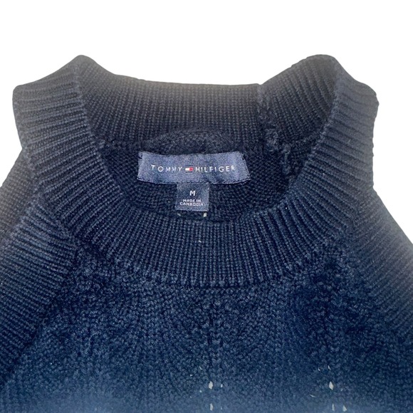 Tommy Hilfiger Black White Zigzag Knit Halter Tank Top Women's Medium‎ - Picture 3 of 5